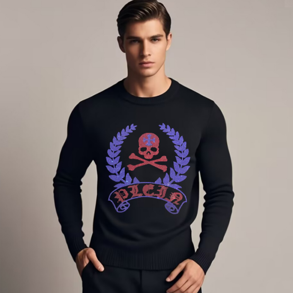 Winter Clothing English - Męskie bluzy z głową czaszki Rhinestone