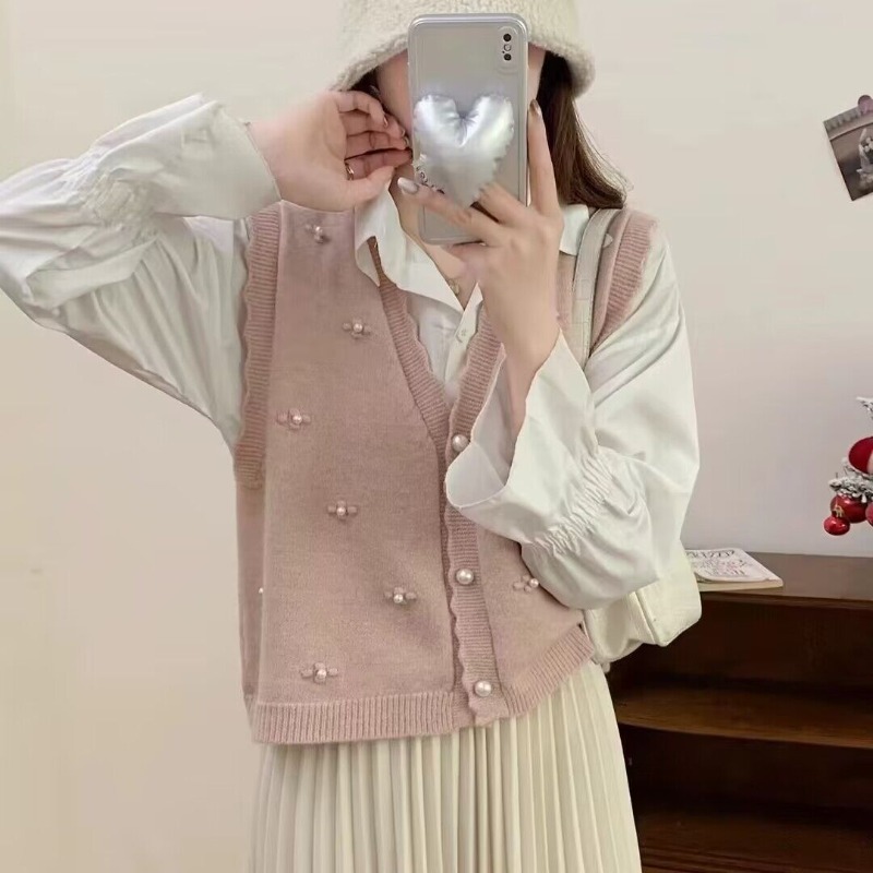 Winter Clothing Trends 2025 Women'S - Różowe dzianinowe kamizelki damskie, styl casual,