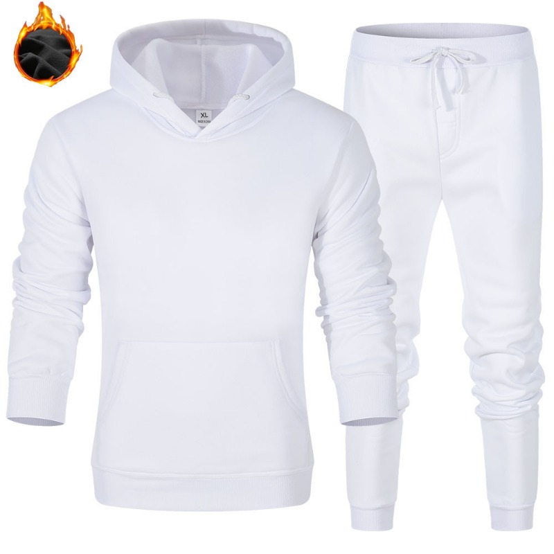Fleece Hoodie Lined - Męski zestaw dresowy z polarową podszewką: