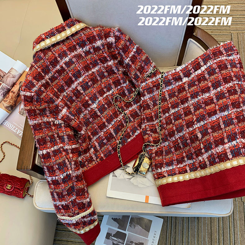 Kobiety elegancki Tweed czerwo – Winter Clothing Line recenzja i cena