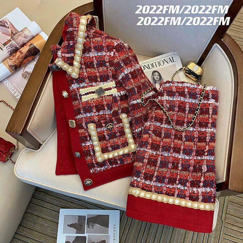 Kobiety elegancki Tweed czerwo – Winter Clothing Line recenzja i cena